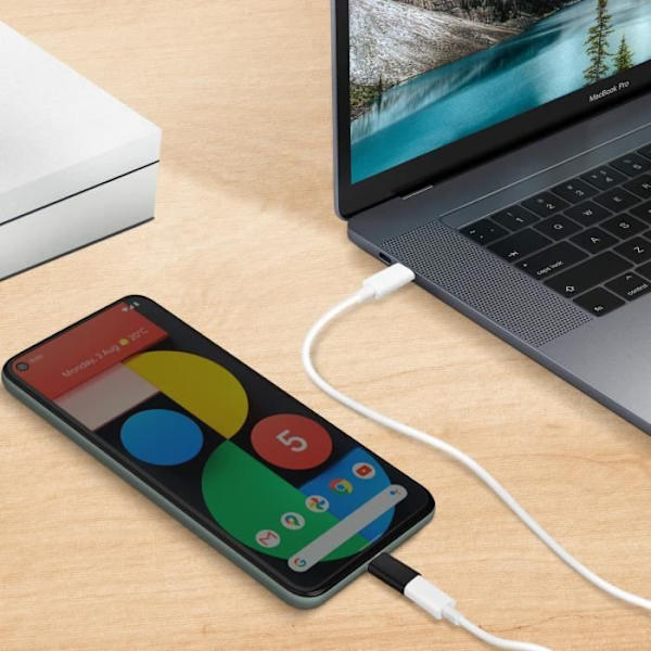 Lightning til USB-C-adapter - MAXLIFE - Oplad og synkronisering - Kompakt - Sort