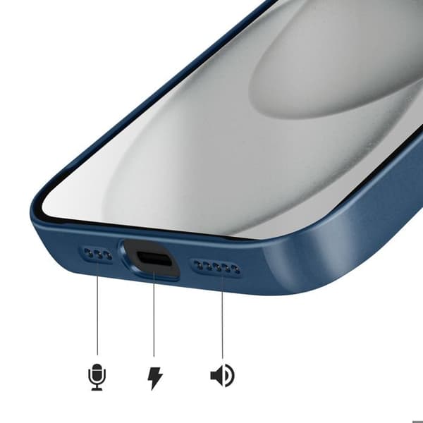 MagSafe-cover til iPhone 15, hård med glasbeskyttelse til kamera, natblå Blå