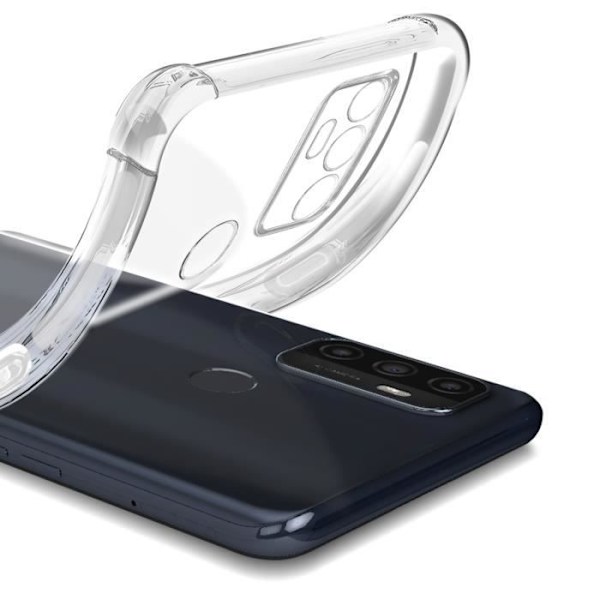 Skyddsfodral och Folie - AVIZAR - Oppo A53 och A53s - Mjuk silikon - Härdat glas 9H - 360° skydd Vit