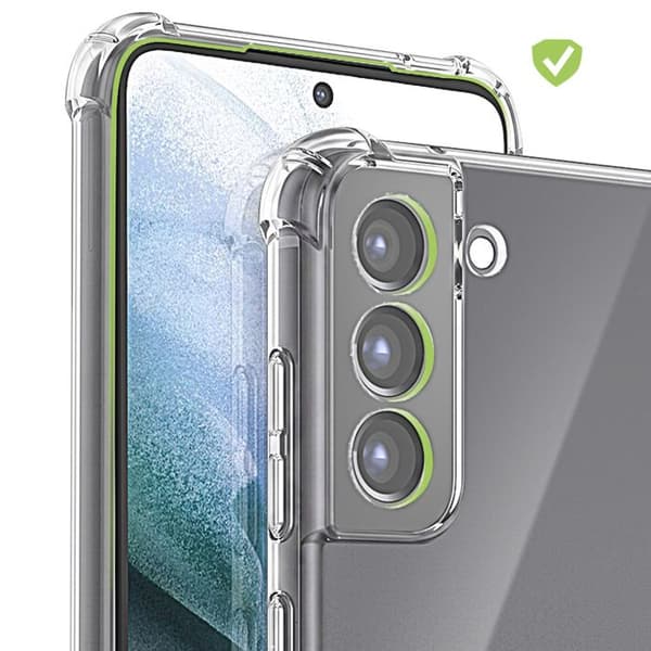 Siliconfodral för Galaxy S21 med förstärkta stötsäkra hörn Mayaxess Transparent Vit