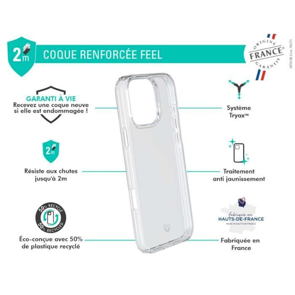 Coque Renforcée - Voimakuori - iPhone 16 Pro - Läpinäkyvä - 50% Kierrätetty muovi - Elinikäinen takuu Transparent