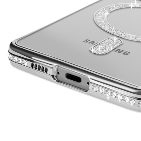 Coque Diamant för Samsung Galaxy S24 FE MagSafe Kontur Strass Silver Grå