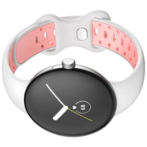 Armband för Google Pixel Watch AVIZAR - Mjuk tvåfärgad silikon vit/rosa - spänne Vit/rosa