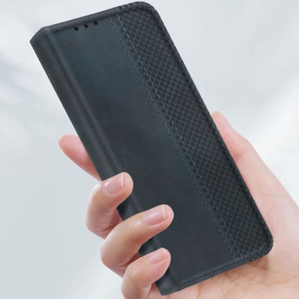 Google Pixel 8 Wallet Case Checkerboard Pattern Geo Collection Midnight Blue Blå