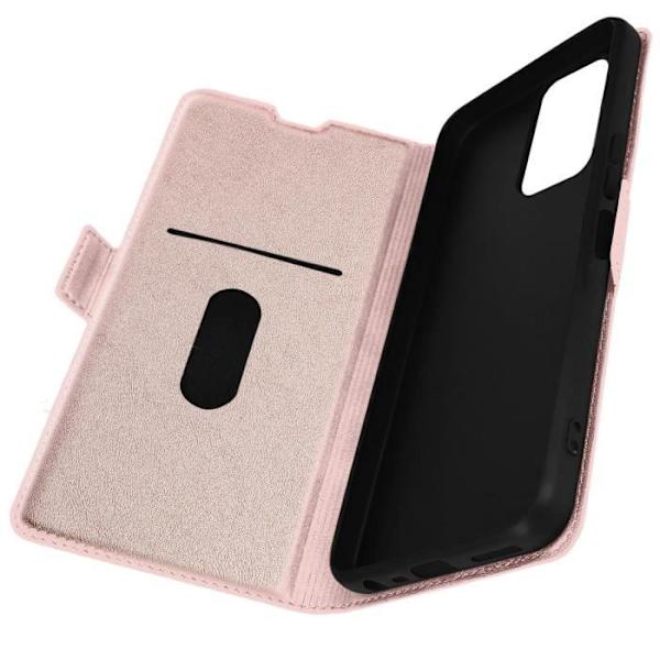 Fodral för TCL 40R 5G - AVIZAR - Rose Gold - Korthållare - Videostöd - Dubbla flikar Rosa