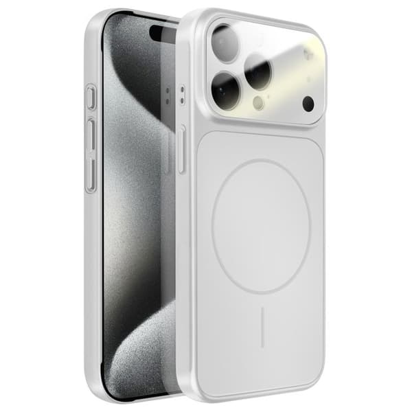 MagSafe-skal för iPhone 15 Pro Hårt med Glas Kameraskydd Silver Grå