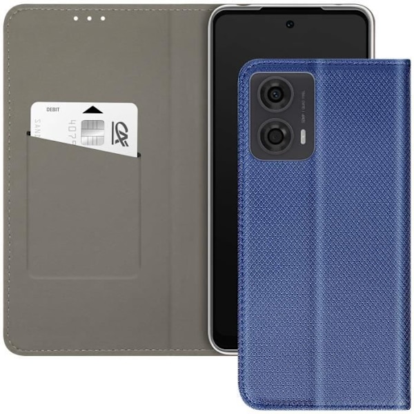 Fodral för Motorola Moto G24, G04 och G04s Med kortfack och stativ Blå Blå