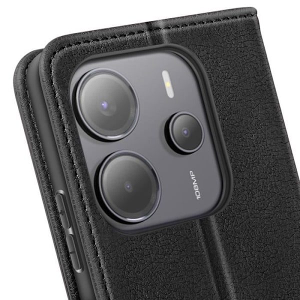 Lompakkokotelo Xiaomi Redmi Note 14 4G Musta, jossa taittotuki Svart