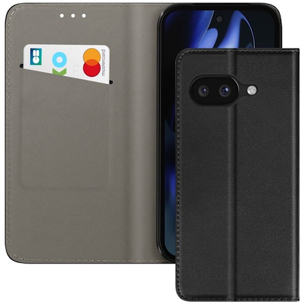Fodral för Google Pixel 9a Magnetisk Portfölj Klipp Stöd Svart Svart