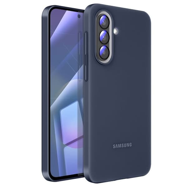 Coque - SAMSUNG - Galaxy A57 - Slät silikon - Mörkblå - Höjda kanter Blå