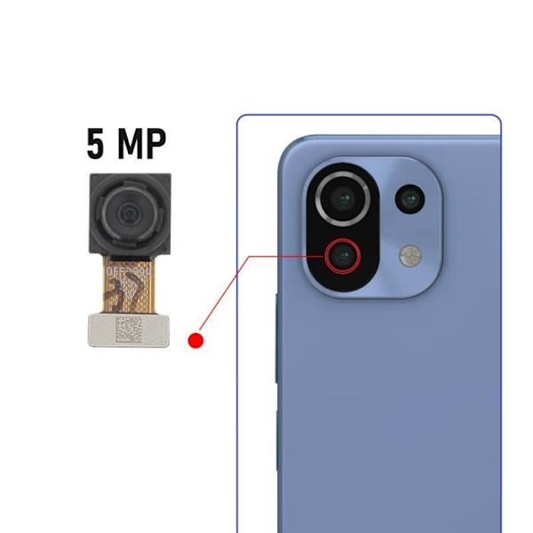 Reservedel Kamera - Xiaomi - 11 Lite 5G - Macro Objektiv 5MP - Sort - 100% Kompatibel Svart
