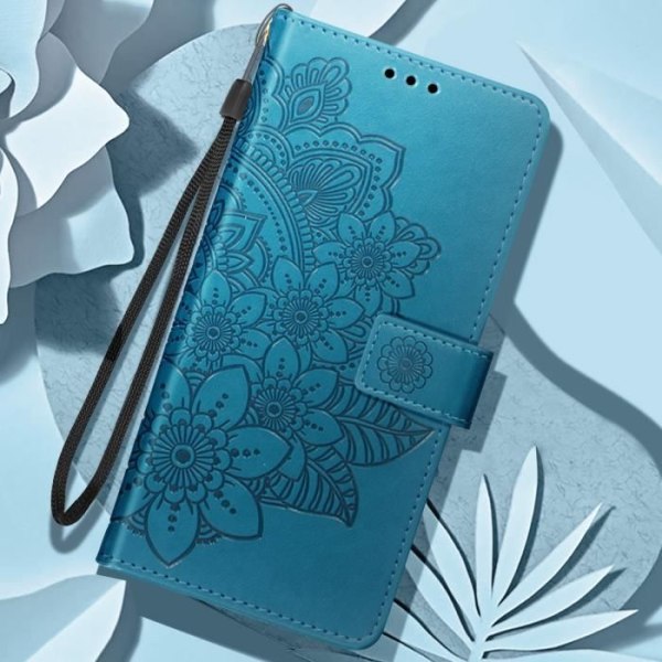Mandala Flowers Fodral för Samsung Galaxy A25 5G Plånbok Handledsrem Blå