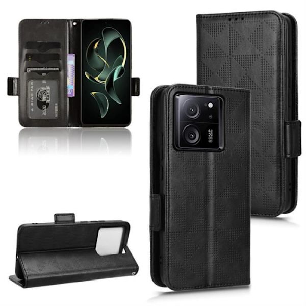 Telefonfodral - MKSMED - Xiaomi 13T / 13T Pro - PU-läder - Flip-skal - Svart Svart