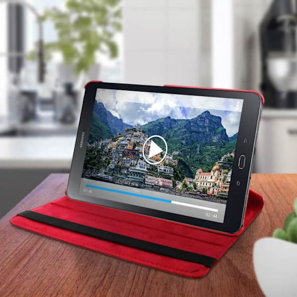Hus - AVIZAR - Samsung Galaxy Tab S2 9.7 - Justerbart fodral - 360° roterbart stativ - Röd Röd