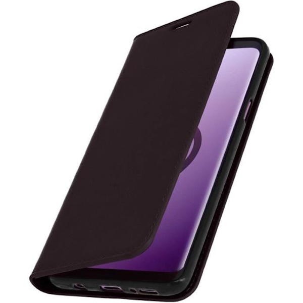 Fodral - AVIZAR - Samsung Galaxy S9 Plus - Äkta läder - Plånbok - Videosupport kastanj