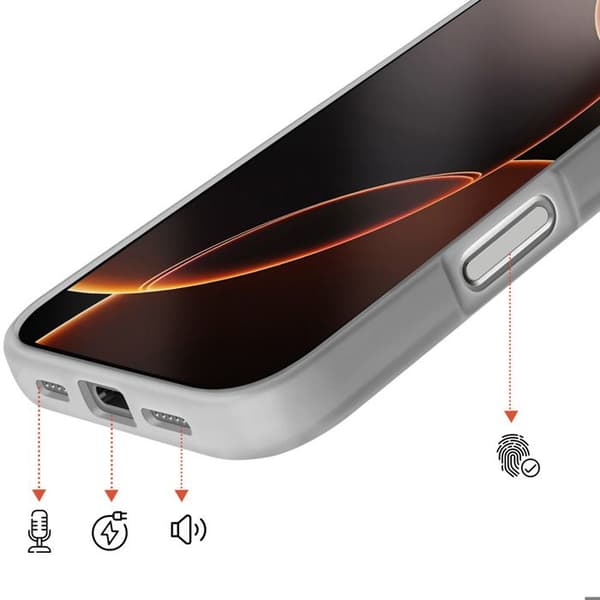 MagSafe-cover til iPhone 16 Pro Max, røgfarvet bagside med forstærket grå silikoneramme Grå
