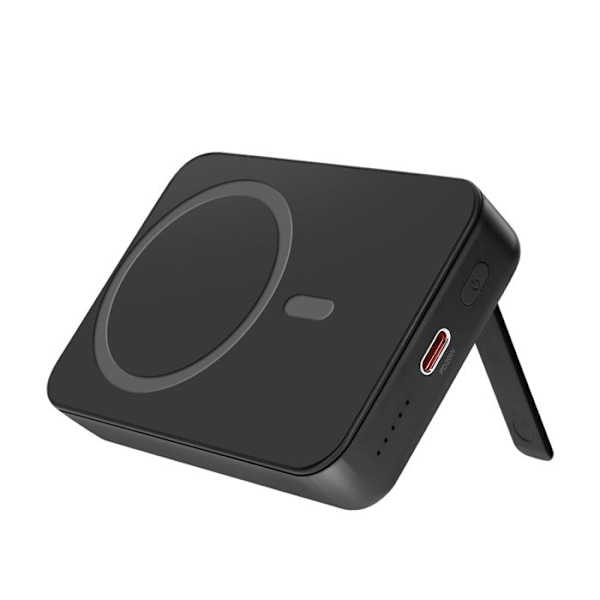Extern Batteri MagSafe 10000mAh – USB-C Port 20W och Fällbart Stöd Bwoo Svart Svart