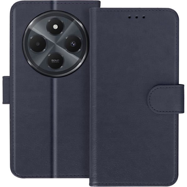 Fodral till Xiaomi Redmi 14C - AVIZAR - Wallet Flip and Video Support - Midnight Blue Blå