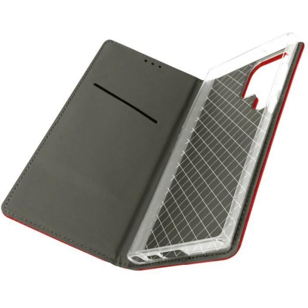 Fodral - AVIZAR - Samsung S23 Ultra - Syntetiskt läder - Magnetisk stängning - Korthållare Röd