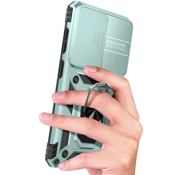 Cover til Galaxy S26 med Støtte Ring og Skydelåg til Kamera Grøn Grön