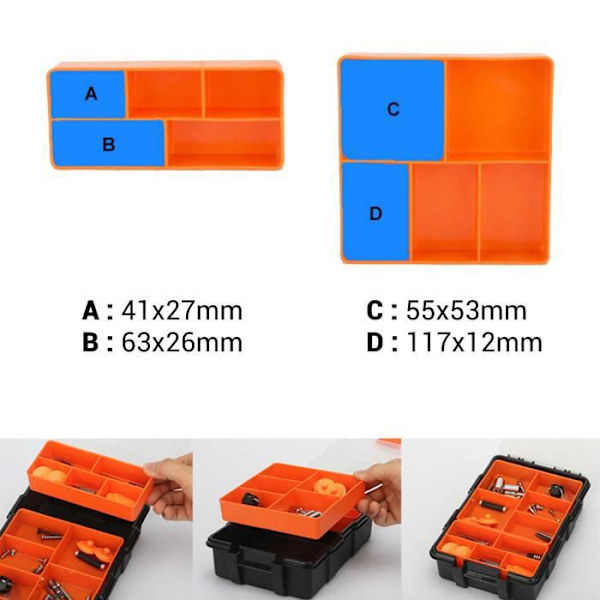 Förvaringslåda Plastbitar/komponent 10 fack Jakemy Orange