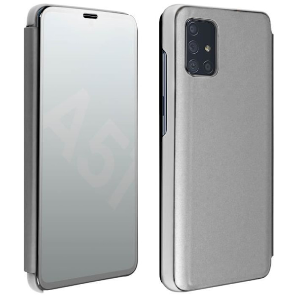 Housse til Samsung Galaxy A51 - AVIZAR - Klap Effekt Spejl - Sølv - Semi-stiv - Video Støtte Pengar