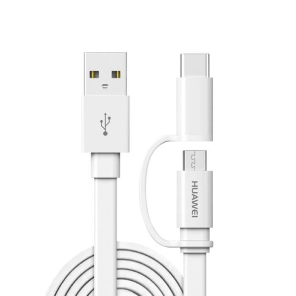 Kabel 2 i 1 mikro-USB / USB-C Laddningssynkronisering 1,5 m Original Huawei Vit Vit