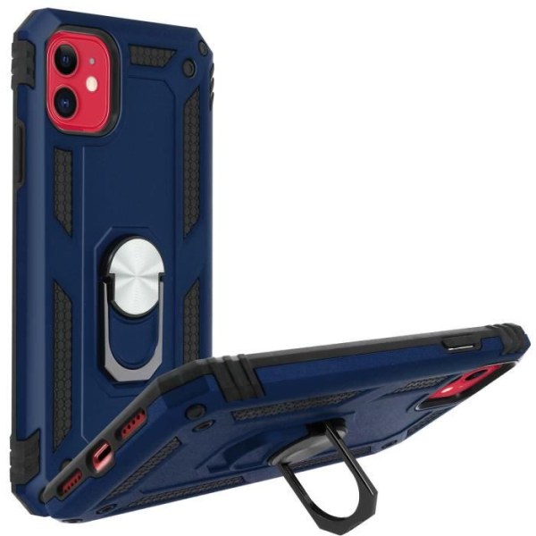 Coque - AVIZAR - iPhone 11 - Stötteknik - Bi-material - Videostöd Ring Blå natt Midnattsblå