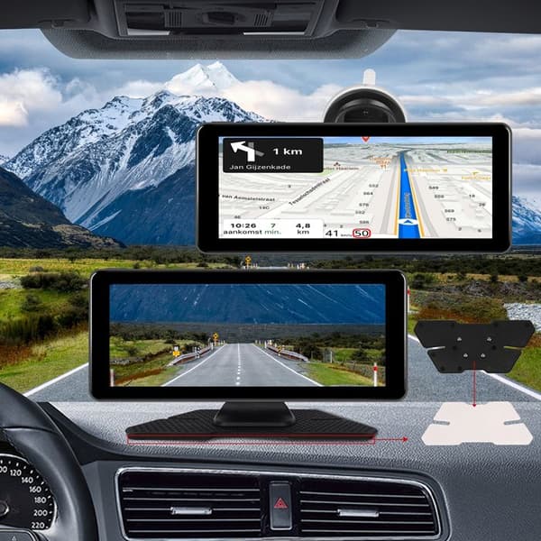 6,86" Carplay-skærm til bil med touch, Bluetooth og rygkamera, sort