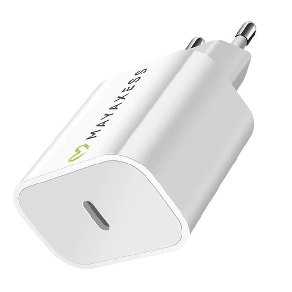 Snabbladdare USB-C 20W - MAYAXESS - Google Pixel 10 Pro Fold - Vit - Kompakt - Säker Vit