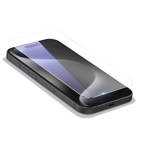 Härdat Glas för iPhone 15 Pro Max Hårdhet 9H Repbeständig Mayaxess Transparent Vit