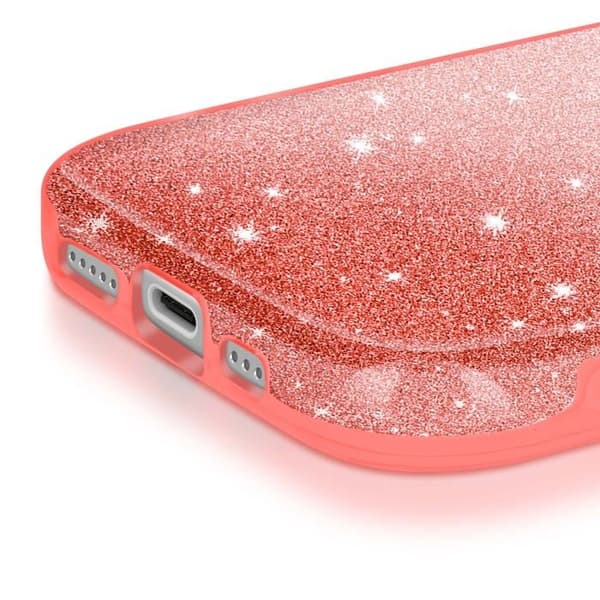 Cover til iPhone 17 - AVIZAR - Bi-Materiale - Glitrende Rød - Skærmbeskyttelse - Nøgleholder Röd