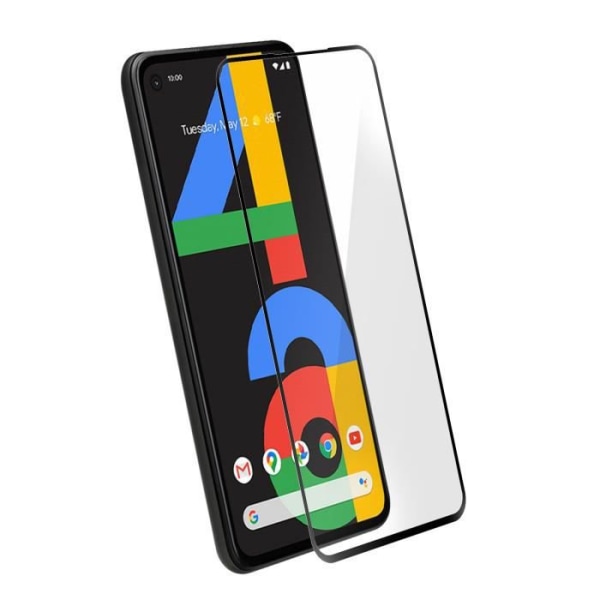 Google Pixel 4A hærdet glasfilm Anti-fingeraftryk, gennemsigtig sort kant, sort