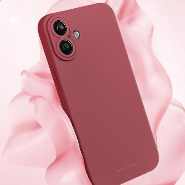 Cover til iPhone 16 Plus - ROAR - Matt Soft Touch Silikone - Beskyttet kamera - Burgundy Röd