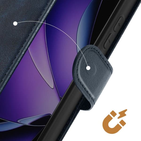 Etui til Oppo Reno 13 Pro - AVIZAR - Mørkeblå - Videostativ - Kunstlæder - Håndledsrem Blå