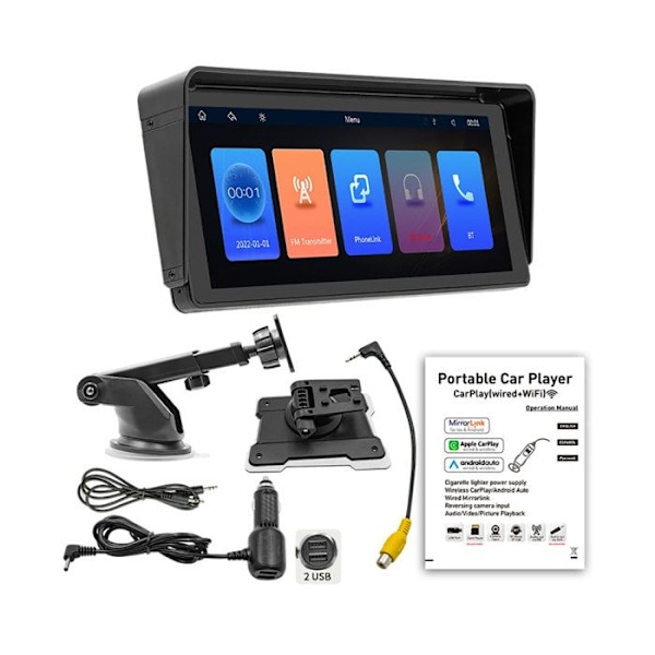 10,26 tuuman kosketusnäyttö CarPlay Android Autolla / GPS / MP5-soitin musta