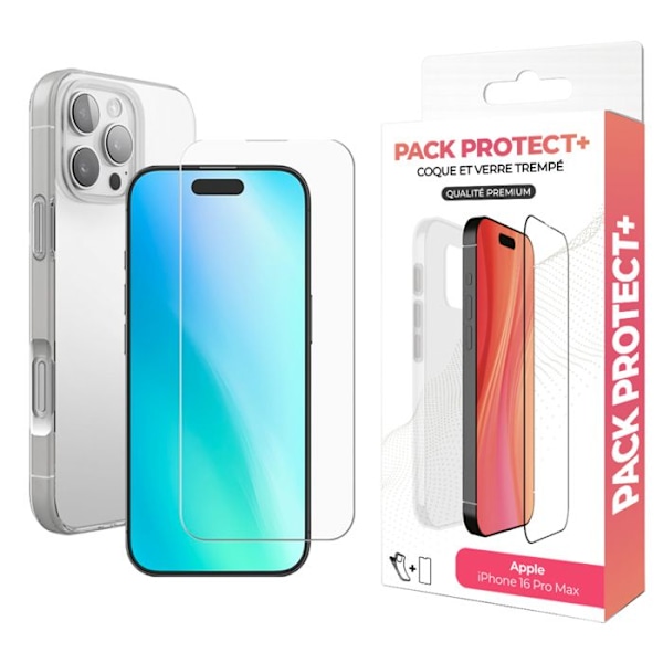 Beskyttelsespakke til iPhone 16 Pro Max - TPU Soft Cover og 7H Glas Moxie Transparent Vit