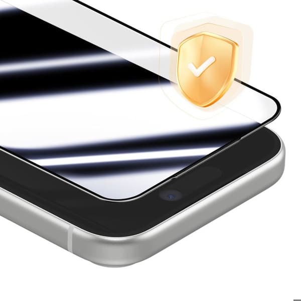 Skärmskydd - AVIZAR - iPhone 17 Pro Max - Härdat Glas - Full Glue - Avfasade Kanter Vit