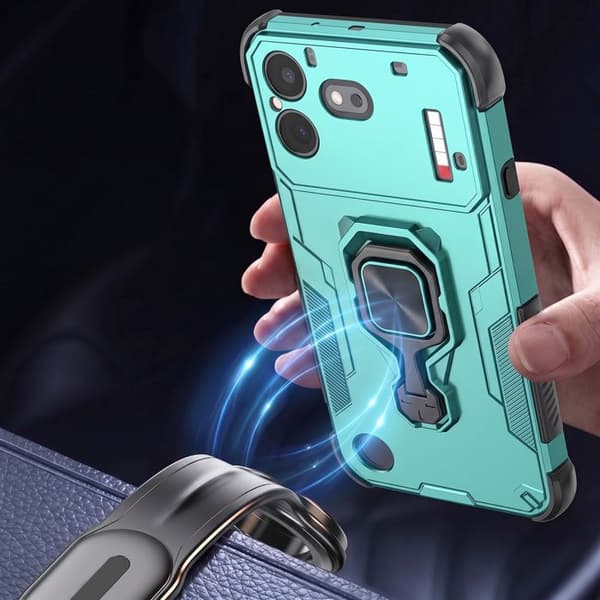Cover til Nothing Phone 4b med roterende ring og støttefunktion i grøn Grön