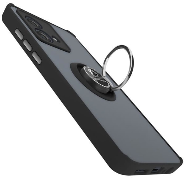 Coque för Motorola Moto G84 Med Metallring Videostativ Svart Svart