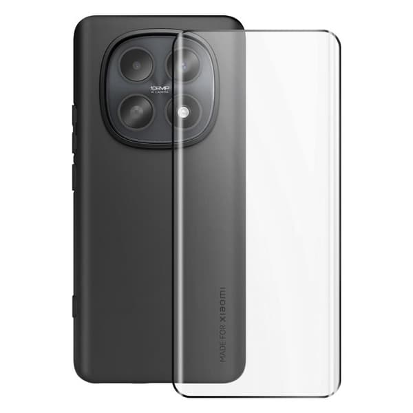 Coque Soft Touch til Redmi Note 15 5G / 4G med Glas i Helt Kant til Kant Xfm Sort Svart