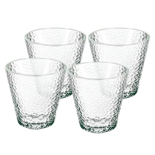 Karahvi 4 kpl 250ml tyyli vintagetyylinen teksturoitu kuoppainen Cheffinger - Läpinäkyvä Transparent