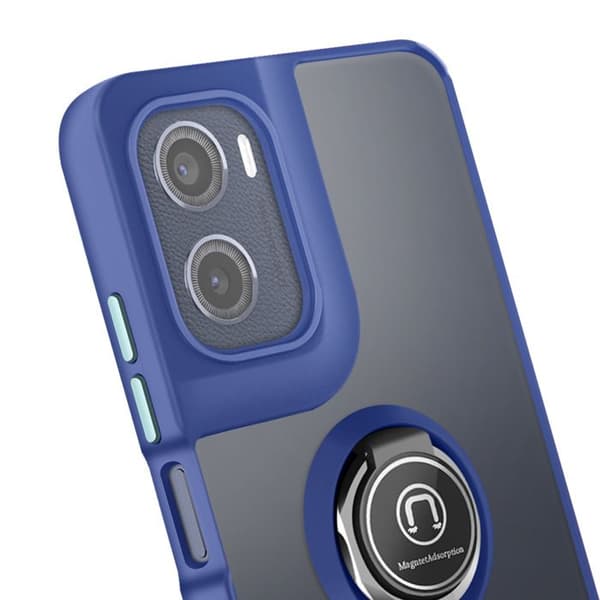 Coque Ring - AVIZAR - Moto E15 - Mat finish - Rotating magnet ring - Blå Blå