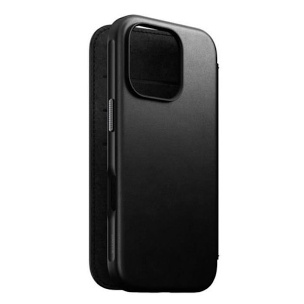 MagSafe Fodral för iPhone 16 Pro Folio Modern Anti-Scratch Läderkorthållare Nomad Black Svart