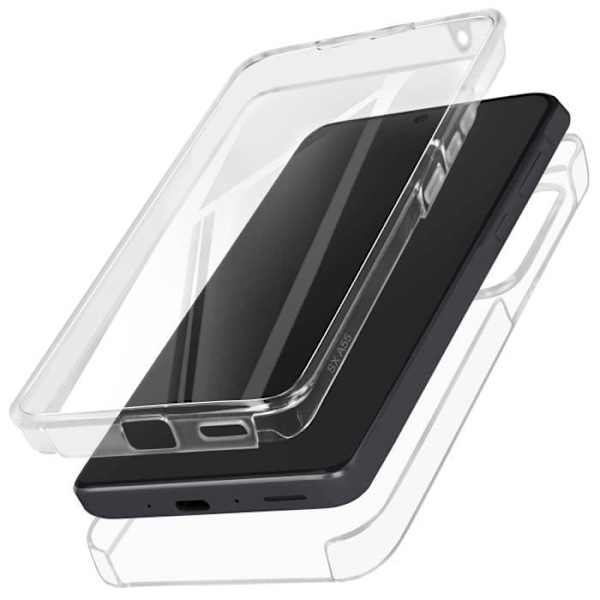 AVIZAR Fuldt etui til Samsung A55 - Hård og blød Transparent Touch Front - Ultra-resistent Transparent