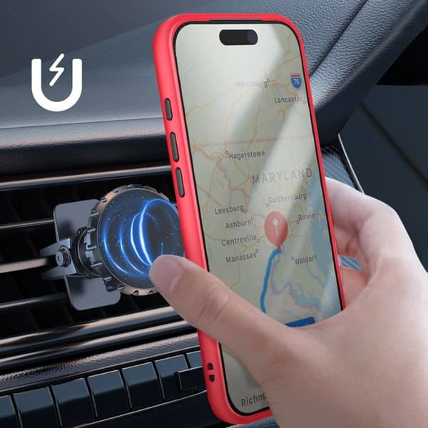 Coque Ring - AVIZAR - iPhone 17 Pro Max - Rød - Drejelig 360° - Magnetisk fastgørelse Röd