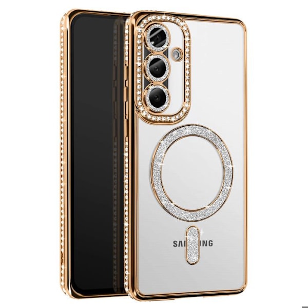 Coque Diamant til Samsung Galaxy A56 MagSafe Kontur Strass Guld Gul