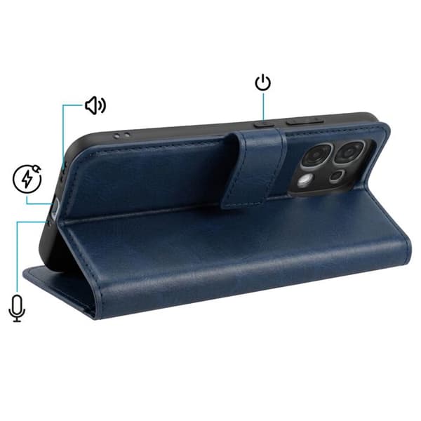 Plånboksfodral för Oppo A6 Pro med quiltad effekt och ställfunktion, Mörkblå Blå