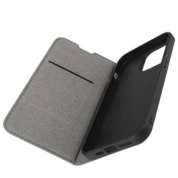 iPhone 15 Pro Max-fodral - Bigben - Svart - Ekologiskt läder - Stödfunktion - Kortfack Svart