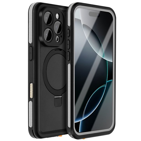 Coque pour iPhone 16 Pro MagSafe Intégrale Étanche IP68 Redpepper Noir Svart
